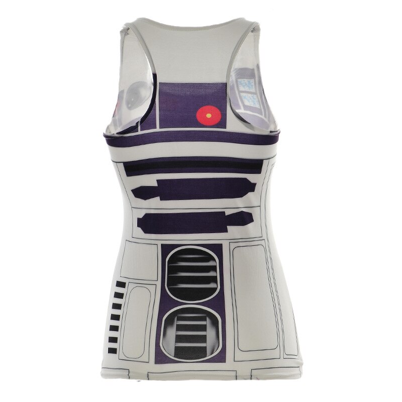 Kvinder vest i-formet robot multi digital print dans piger spandex skin tights ærmeløse til bodybuilding fitness sport