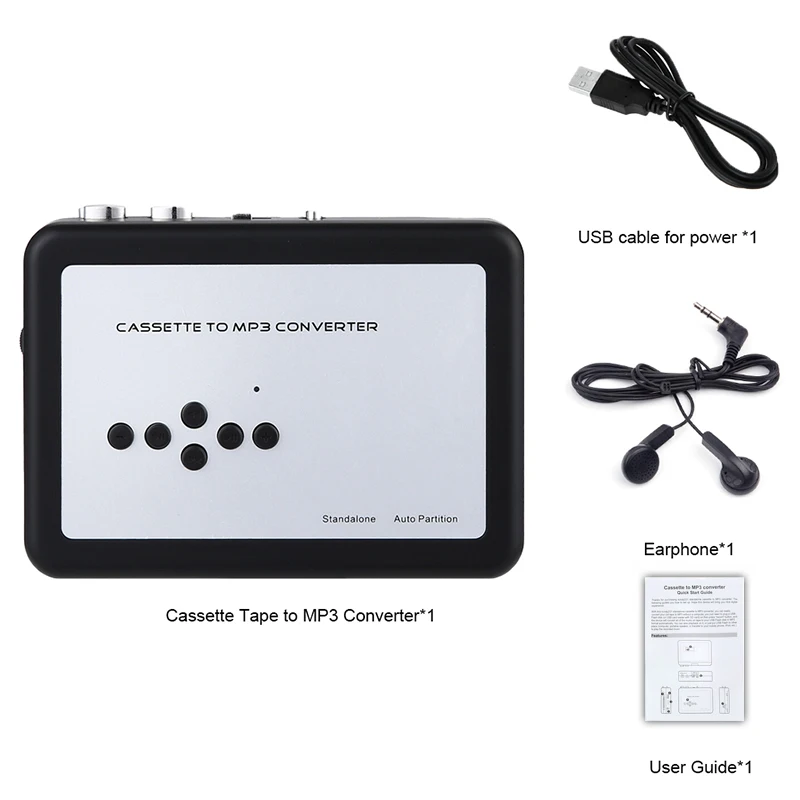 Usb cassette tape, music audio player to  mp3- converter, usb cassette player, capture recorder to usb flash drive, no pc required