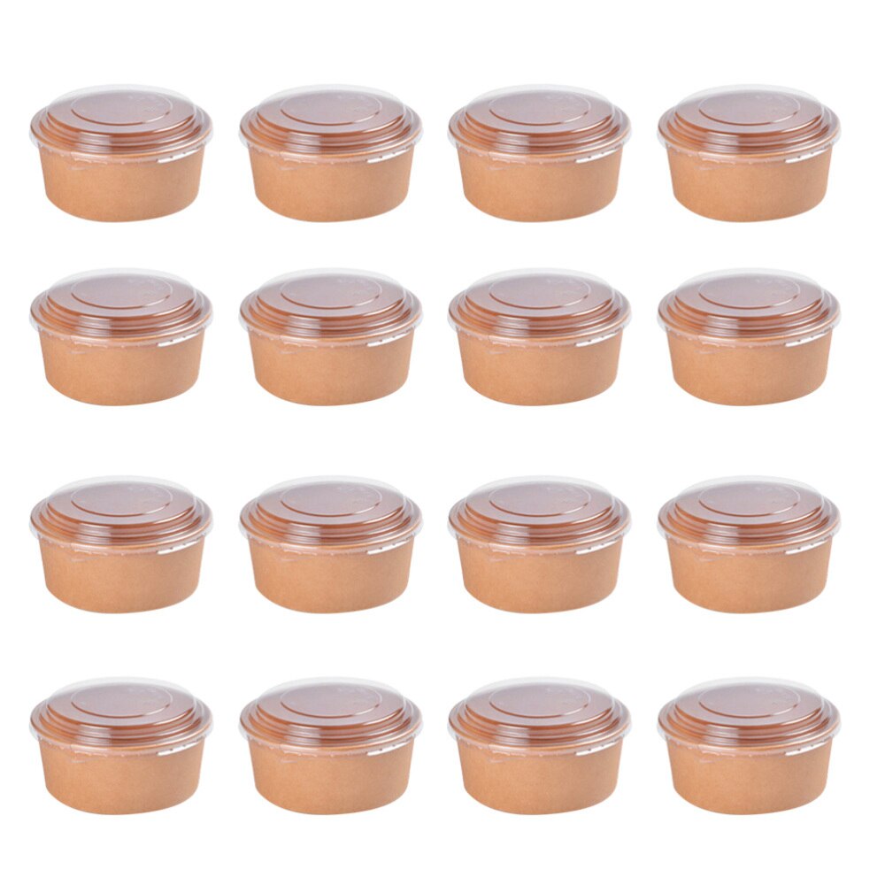 20pcs Disposable Kraft Paper Bowls Fruit Salad Bowl Food Packaging Containers Party Favor (16oz, with Lid): As Shown 3