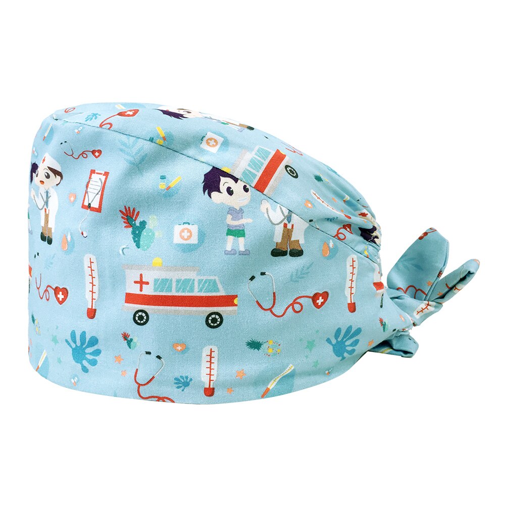 Prijs Unisex Cartoon Tand Afdrukken Scrubs Caps Verstelbare Lab Caps Katoen Vrouwelijke Leuke Scrubs Hoed Huisdier Schoonheid Werk Hoeden: 22153