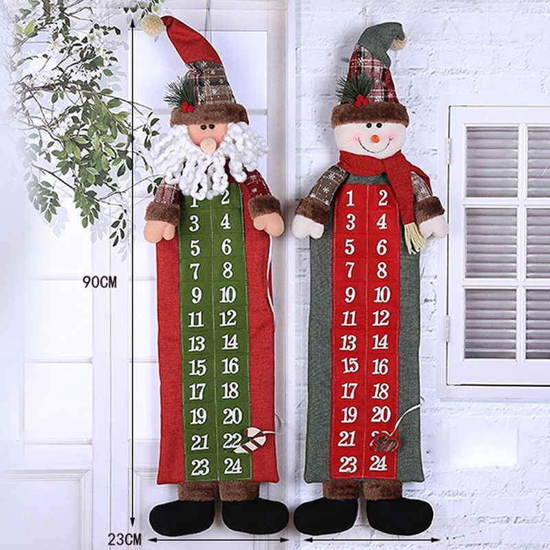Juleadventskalender med lommer vegghengende nissefilt adventskalender 24 dager nedtelling julekalender for hjemmeinnredning