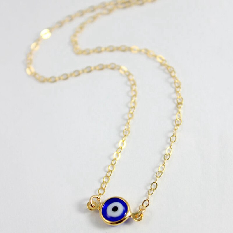 Eenvoudige Evil Eye Dunne Hanger Vrouwen Sieraden Ketting Turkse Lucky Goud Kleur Choker Ketting Vrouwelijke Dagelijkse Minimalistische