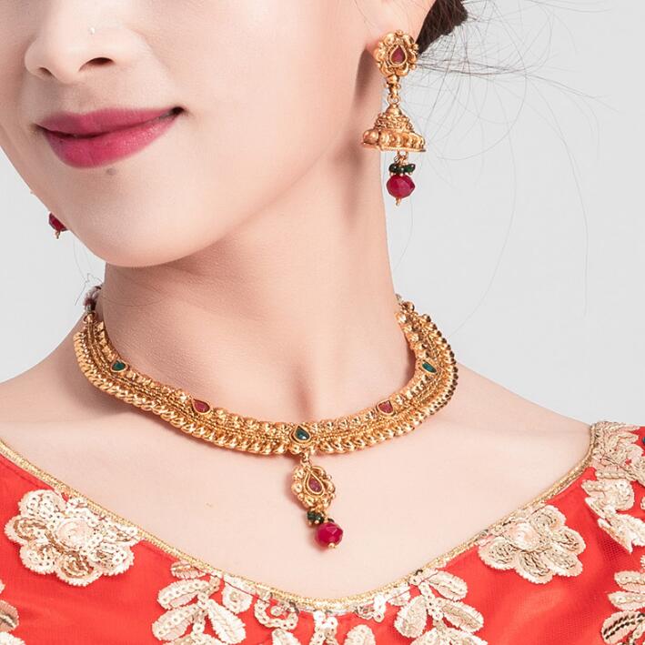 Accesorios de escenario de la India para niña, accesorio de baile para mujer, actuación de danza del vientre, tocados + pendientes + collar