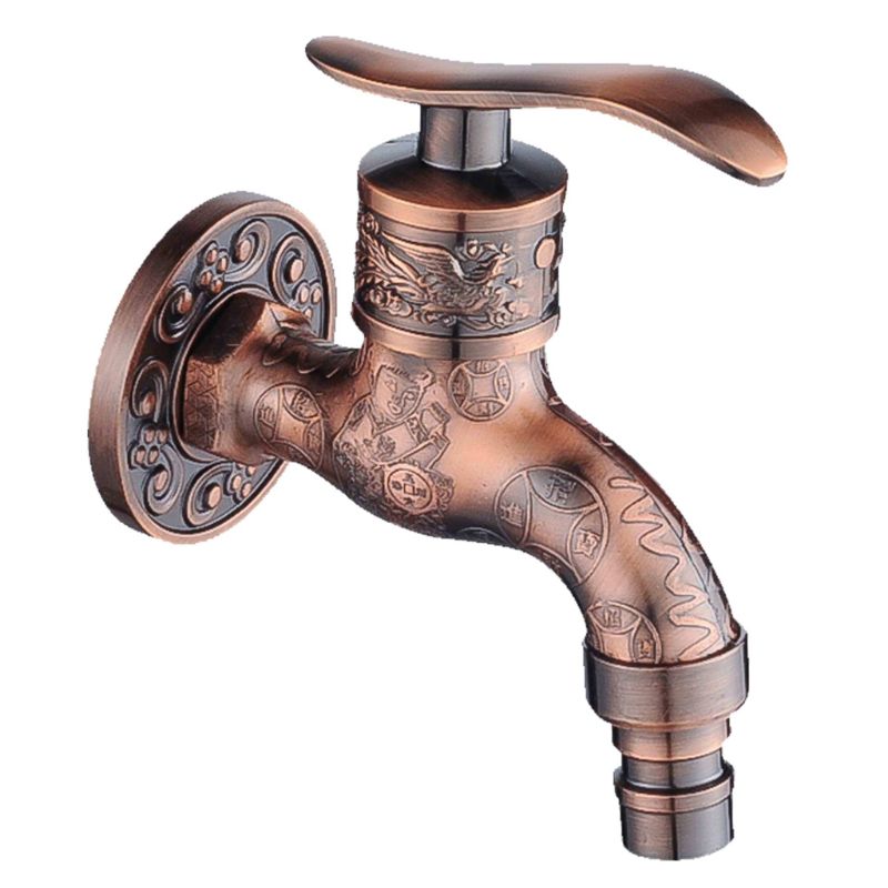 Antikk bronse veggmontert kranvannskran kran vintage vaskemaskin kran utendørs hageslange enkelt kaldtvannskran: B