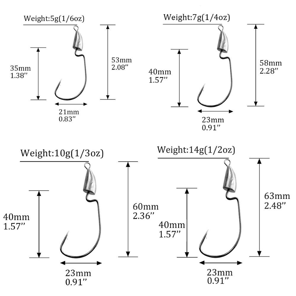 Lot de 10 têtes plombées pour la pêche de 5g 7g 10g et 14 g, crochets, ver, hameçon, accessoires, argent, Bullet Jig Head, montage texan