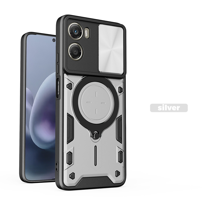 Voor Moto G86 G56 G06 Power Case Shockproof Armor Slide Camera Bescherm Back Cover voor Motorola G86 56, magnetische Ring Houder Cover