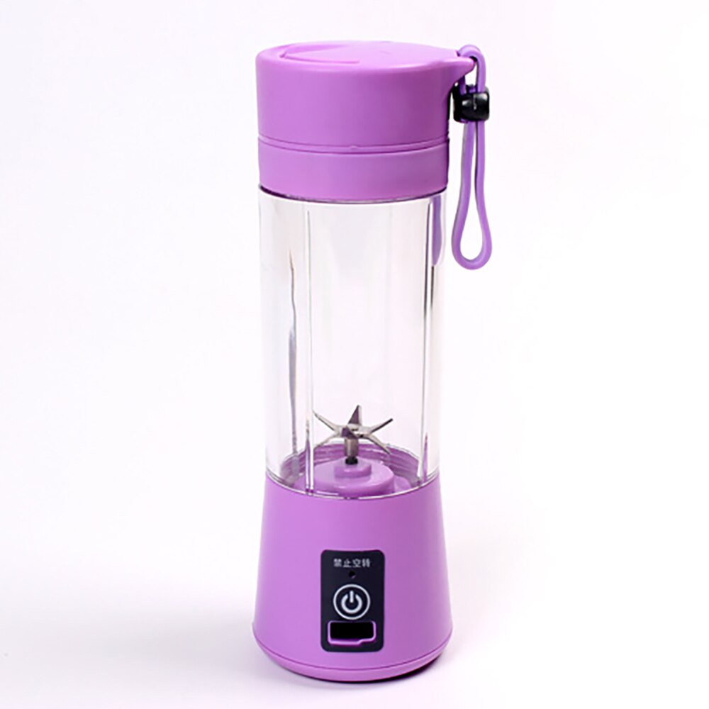 Bärbar usb uppladdningsbar press juicepress verktyg hushåll juice flaska mini resa liten frukt pressmaskin handhållen juice kopp: Lila