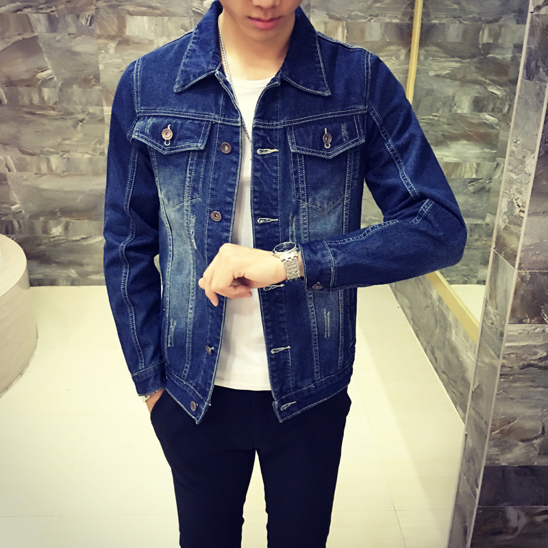 Men Bomber Jacket Solid Casual Slim Mens Denim Jackets Cowboy Men's Jean top coat