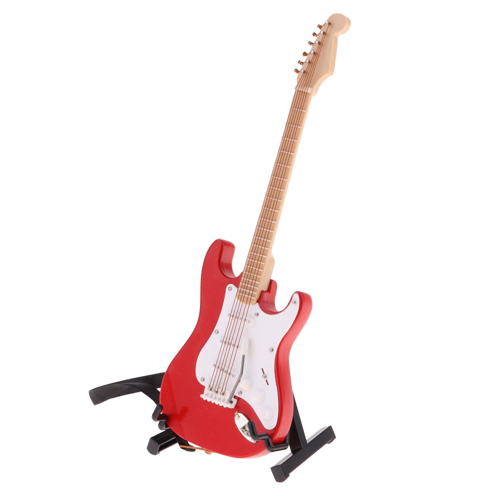 miniatura casa delle bambole Realistico Musicale Della Chitarra di Legno Accessorio Musicale 1:6 Figura Giocattoli #2