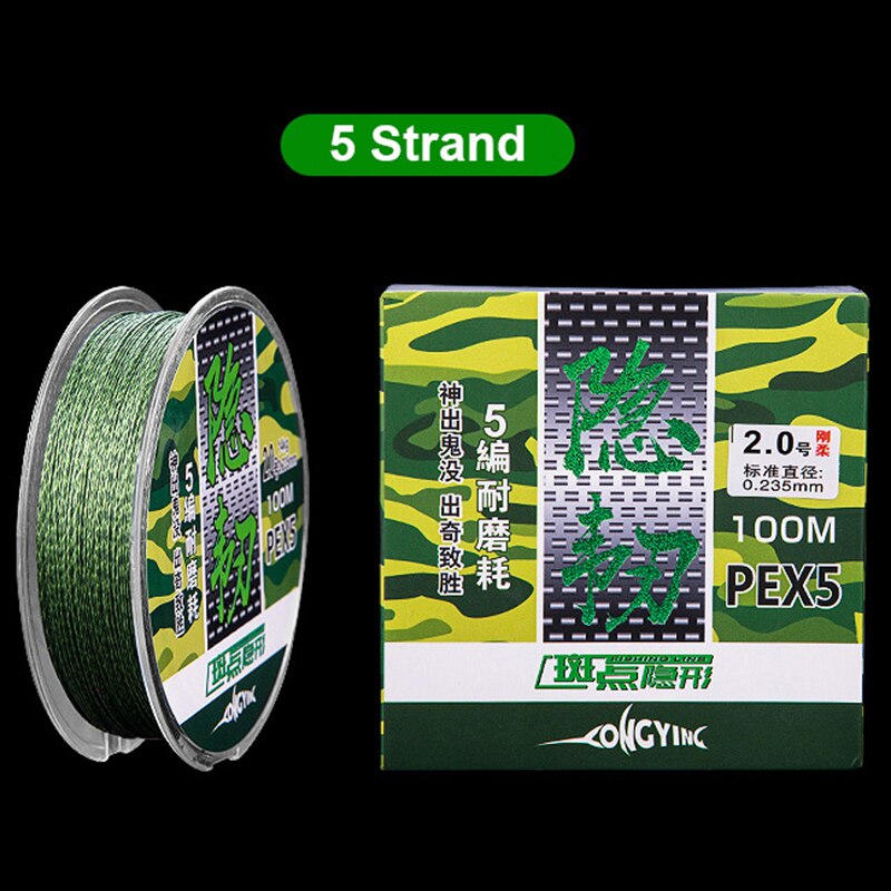 Camouflage Invisible 9 Strand Braided Fishing Line PE Line 5 Strand Braid Fishing Line Multifilament