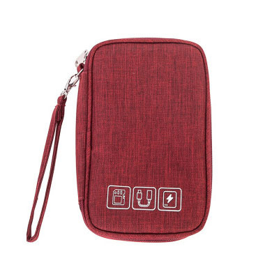 Charger Cable Travel Accessories Digital Bag Shockproof Electronic Power Bank Gadgets Pouch Organizer Earphone USB Storage Bag: Burgundy