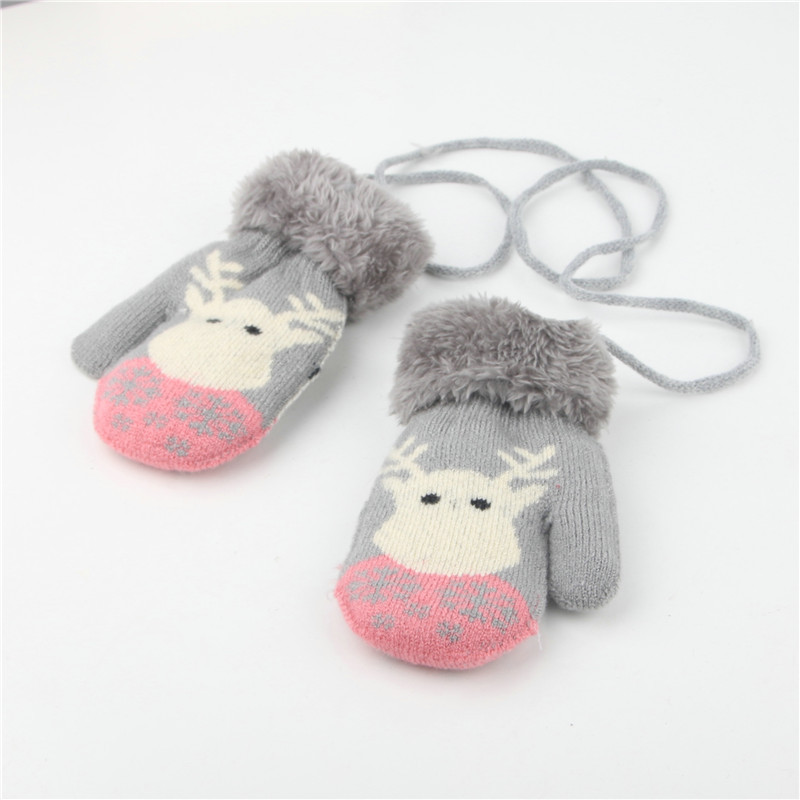 2-6T guanti per bambini caldi spessi più velluto bambini ragazze ragazzi guanti a maglia inverno bambini bambino corda guanto regalo di natale