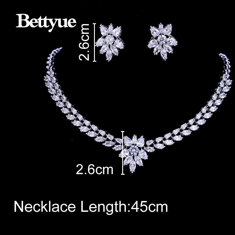 Bettyue Eleganz AAA Cubic Zirkon Weiß Gold Blume Form Schmuck Sets Für Frau Gothic Stil Hochzeit Partei