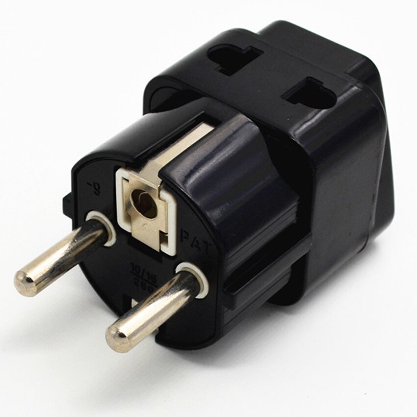 Weiß Schwarz kupfer 2in1 AU UK uns zu EU Universal- Deutschland Frankreich Indonesien Südkorea Russland Schuko Reise Stecker Adapter typ E/F: Schwarz