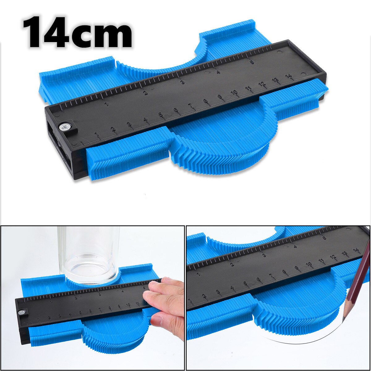 14cm Contour Duplication Gauge Carpenter Tool Measuring Radiant Ruler Contour Meter Marking Tile Cuts Tiling Laminate Tools: 14cm blue