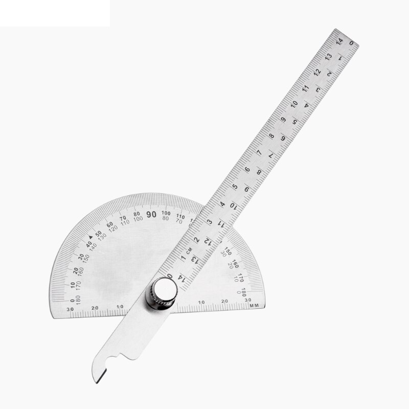 1Pc 0-180 Angle Ruler Round Head Rotary Protractor Adjustable Universal Stainless Steel Measuring Tool