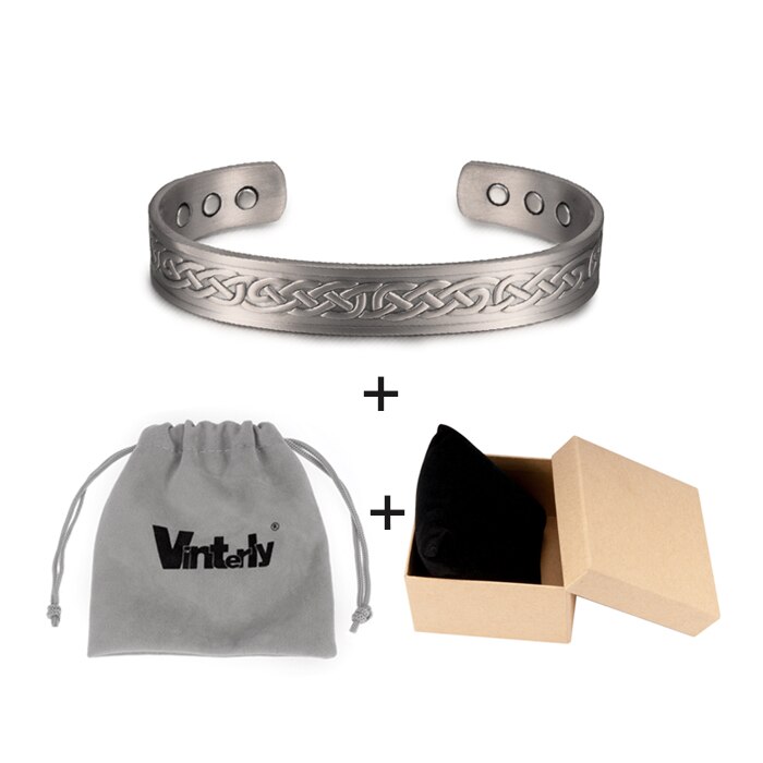 Vinterly viking armbånd mænd ren kobber justerbar manchet armbånd energi armbåndsbånd magnetiske armbånd armbånd til gigt: Taskeæske s