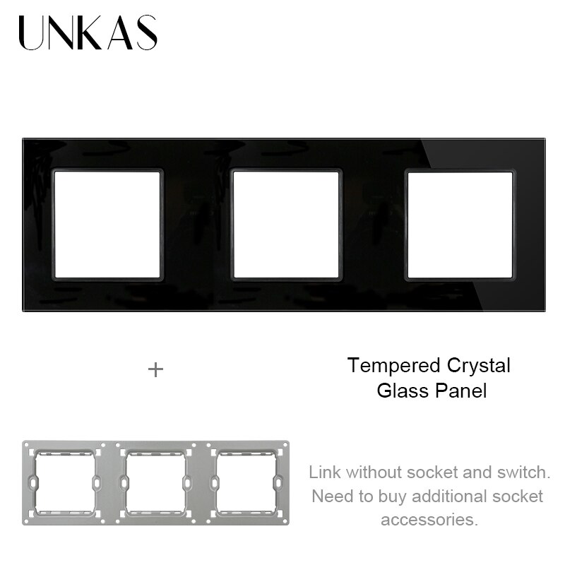 UNKAS Free Combination DIY Gray Single Tempered Crystal Glass Panel Grey Matching Modules For Wall Socket Switch: Black 258 Panel