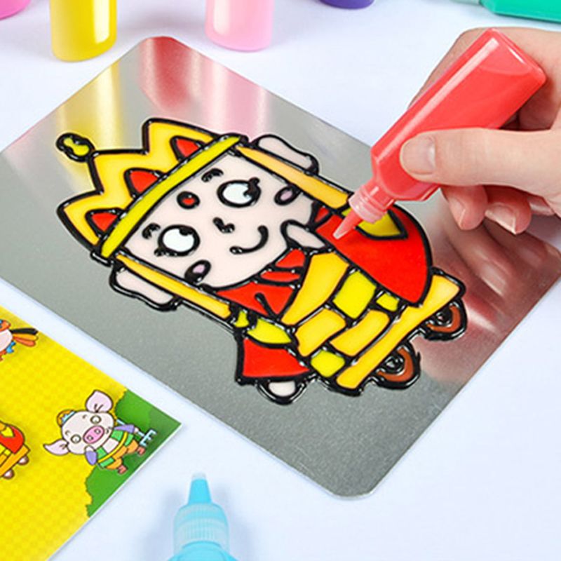 12 Colors Kids DIY Drawing Toys Cartoon Glue Tempera Painting Kindergarten Educational Art Craft