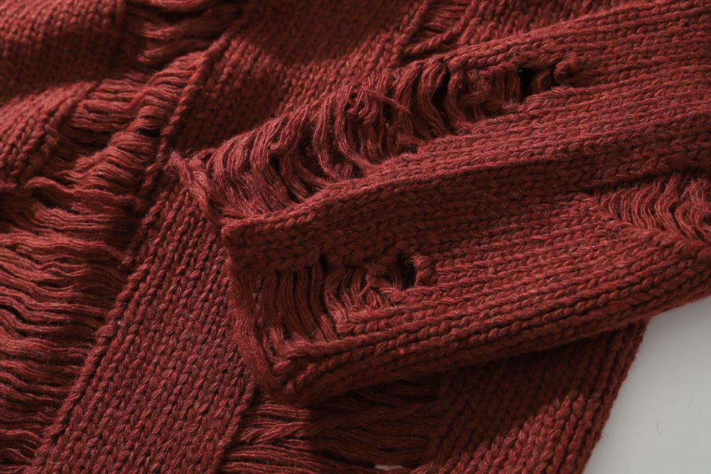 Cardigan de styliste en laine pour hommes, pull Streetwear Vintage, surdimensionné, , ample, avec trous déchirés, collection automne