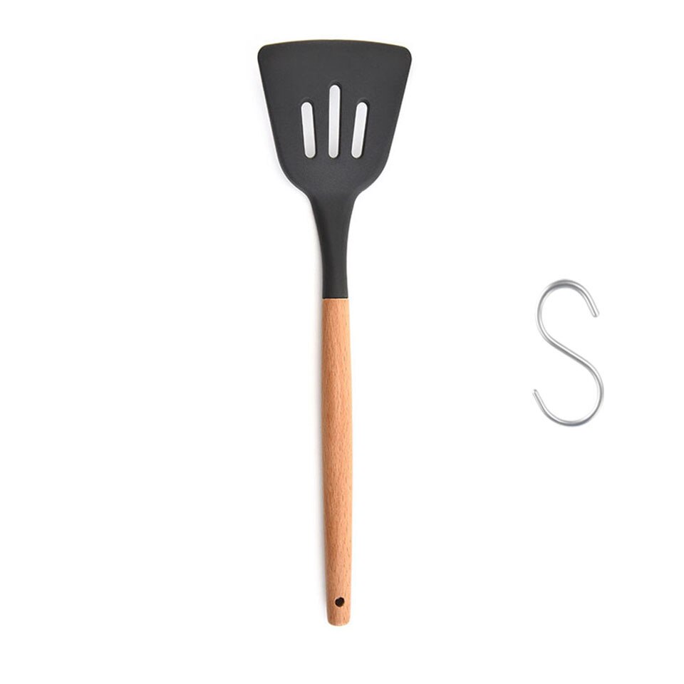 Herramientas de cocina, espátula de silicona, levantadores de alimentos antiadherentes, utensilios de cocina para el hogar: Black