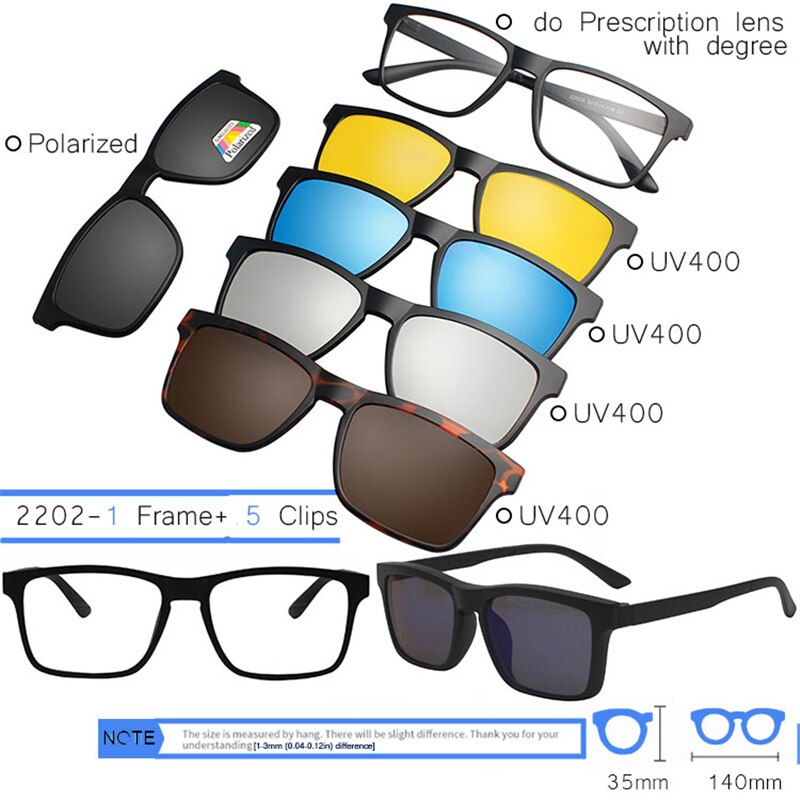 IVSTA 3 in 1 Clip Auf Sonnenbrille Männer Polarisierte Magnet Gläser Magnetische Clips Rezept Optischen Rahmen Spektakel Frauen Lesen: 2202-5PCS