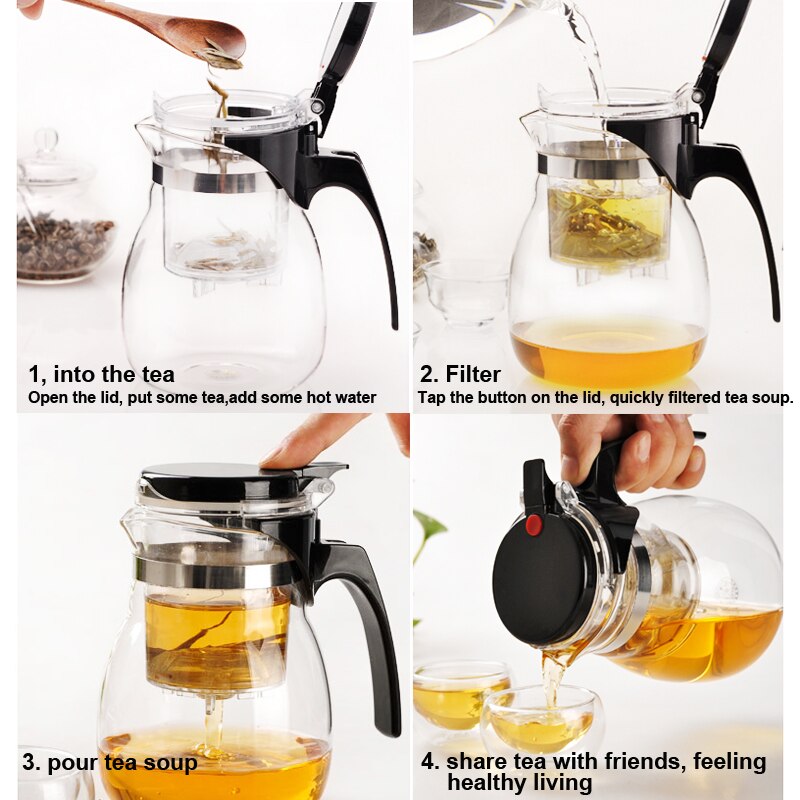WALFOS Heat Resistant Glass Teapot Chinese kung fu Tea Set Puer Kettle Coffee Glass Maker Convenient Office Tea Pot