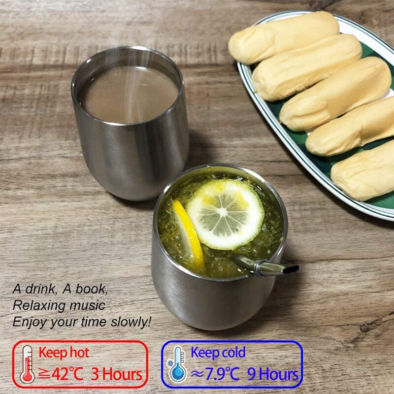 Insulated Coffee Mug with Slider Lids and Spoon Straws,Stainless Steel Double Wall Wine Tumbler Cup, 12 Ounce