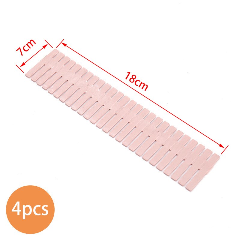 DIY Adjustable Plastic Storage Partition Board Drawer Divider Combination Partition Board Space-saving Division Organizer: 18cm Pink  4pcs