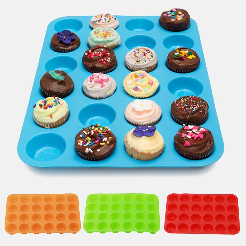 Ronde siliconen mal met 24 gaten, zeep, koekjes, cupcakes, bakvorm, bakvorm, zelfgemaakte cakevorm, mini-muffinvorm