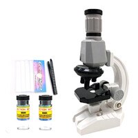 Beginner Microscope Science Kits for Kids, with 100X 400X 1200X and LED, Best for Educational Birthday Digital Microscope: White