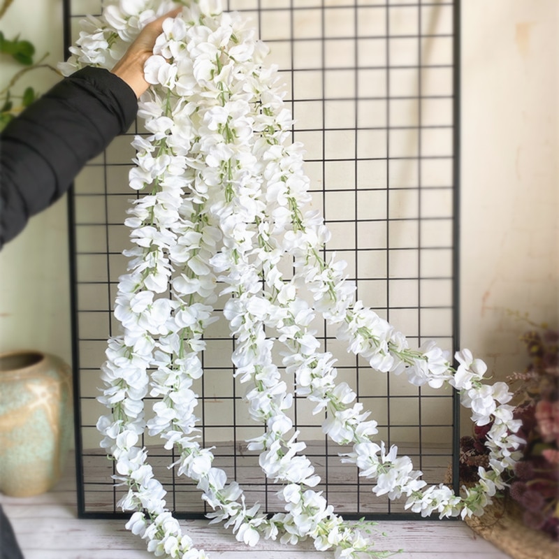 120cm długi sztuczny Wisteria kwiat winorośli jedwabiu hortensja rattan DIY ślub urodziny strona dekoracji ściany tło kwiaty