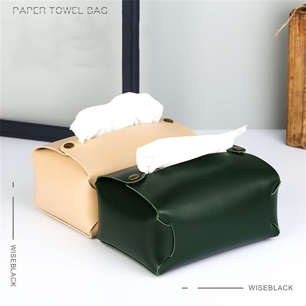 Light Luxury Tissue Case Box PU Leather Tissue Box Living Room Pumping Napkin Paper Box Simple Car Paper Household Storage Bag
