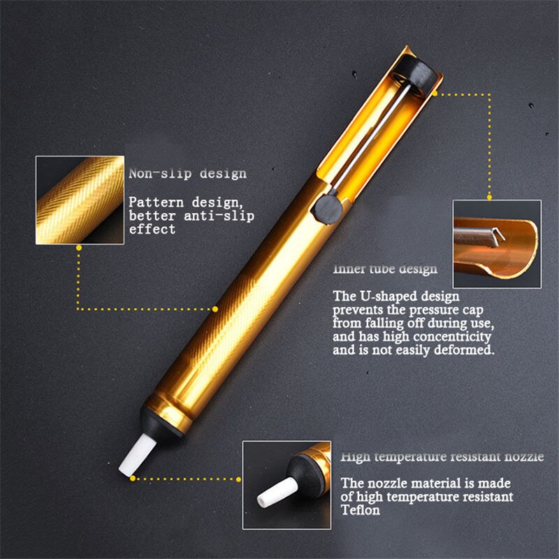 Aluminum Desoldering Metal Solder Sucker Pen Desolder High Efficiency Removal Vacuum Soldering Desolder Hand Welding Tools