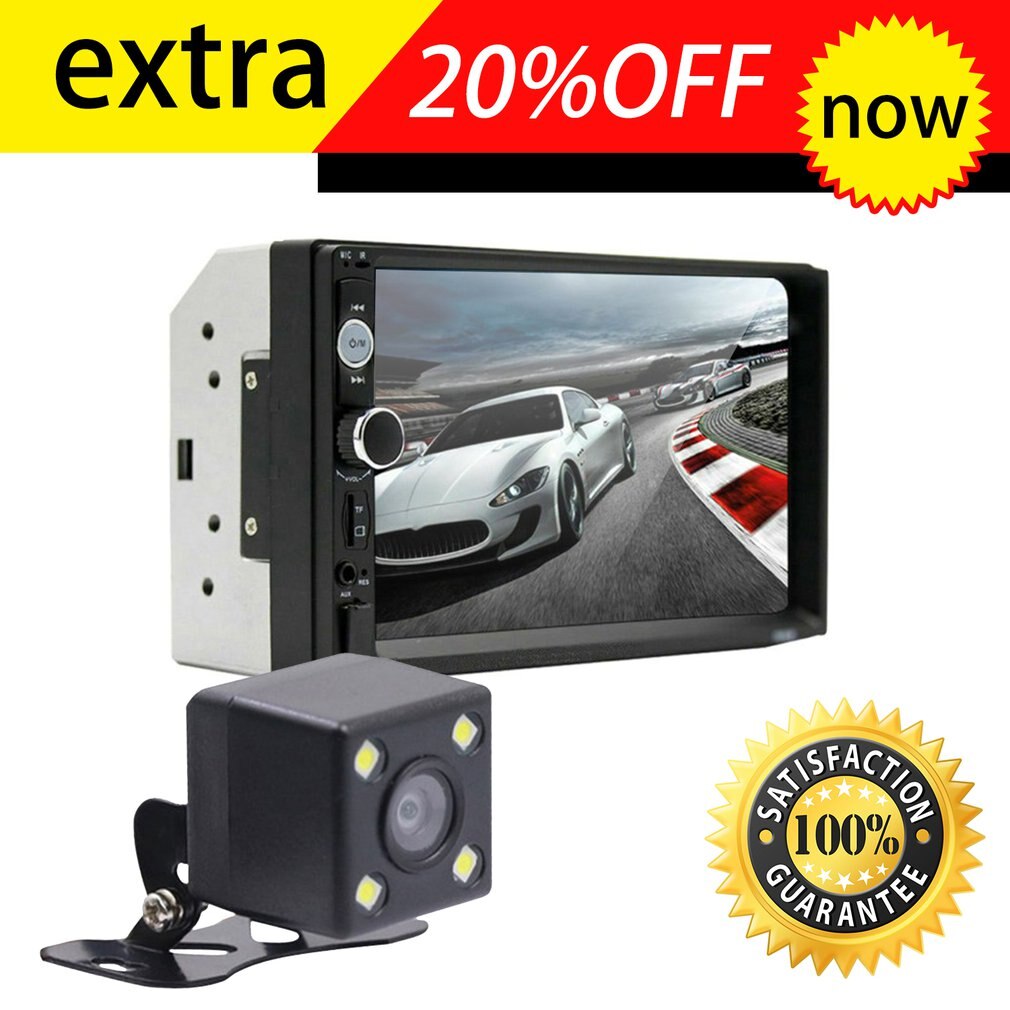 Autoradio MP5 double écran tactile 7 pouces, 7010B, Bt, Hd, lecteur multimédia, stéréo, support identique à l'écran, 2din
