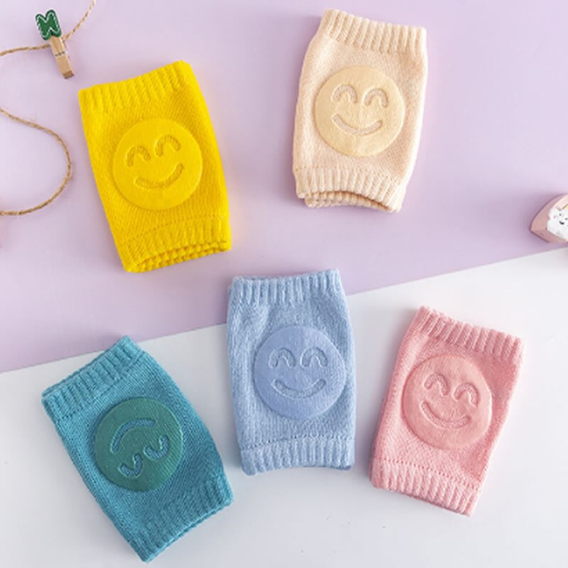 sommer Frottee Baby Strümpfe Ellenbogen Pad Kleinkind Krabbeln Knie Pad Baby Art Knie Pad Smiley Gesicht Kniepolster Bein wärmer