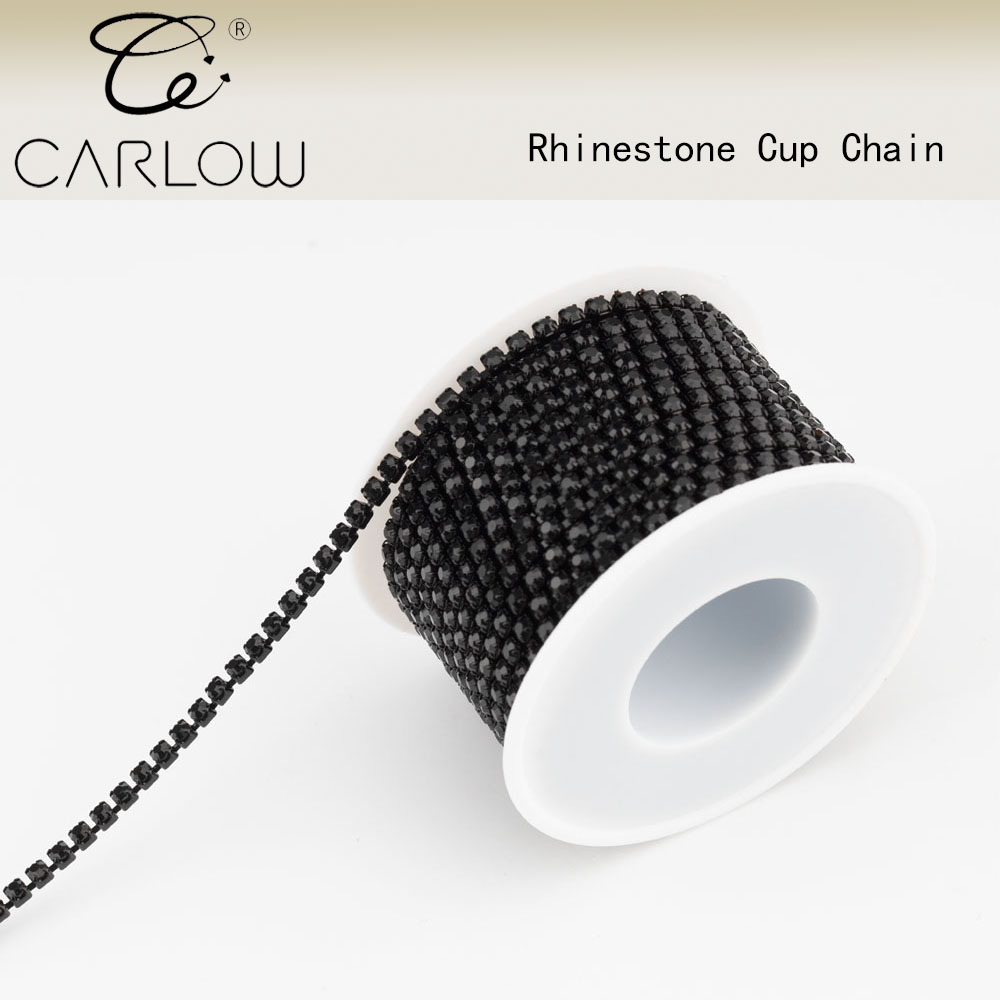 Carlow 10Yard/Rol Primaire Kleur Glas Kristallen Steentjes Ketting Naaien Op Close Cup Strass Kettingen Rol Voor Tas Decoratie: 1mm / Antiek Messing