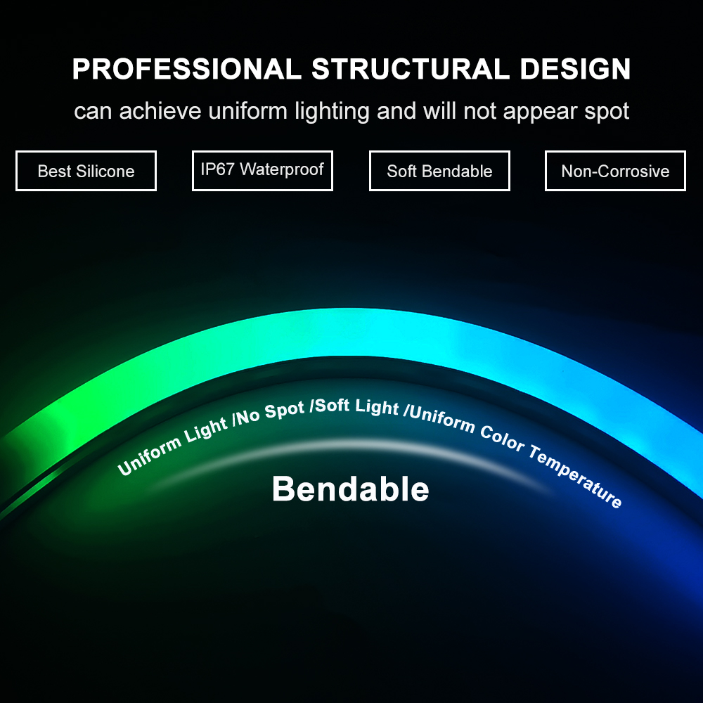 Tube de lampe néon souple LED, gel de pton flexible, bande lumineuse adressable, étanche IP67, WS2812B, WS2811, SK6812