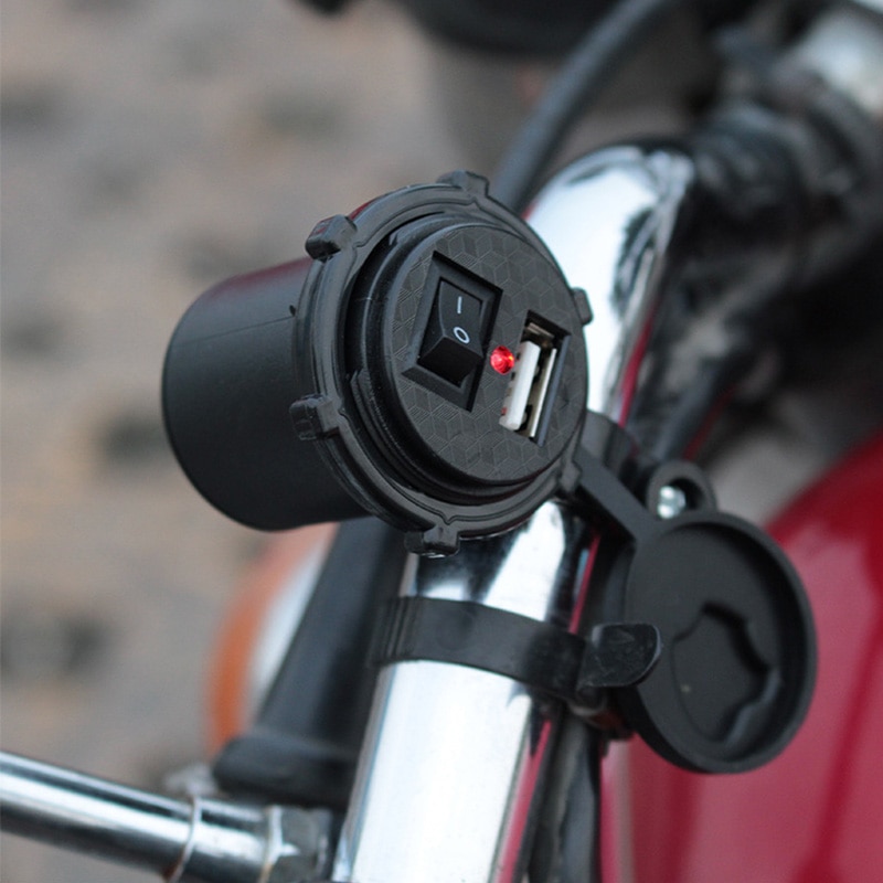 Vandtæt motorcykel styr stik stik motobike bakspejl oplader udtag til telefon tablet gamepad  dc 9v-24v universal