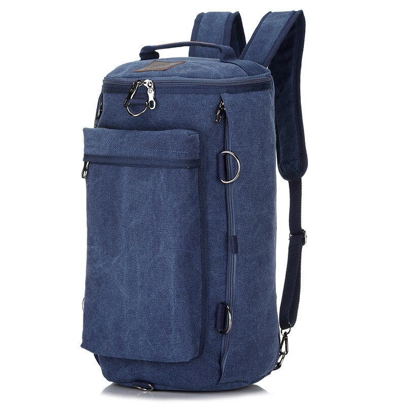 Vintage mænd rejsetaske stor kapacitet rejse duffle rygsæk mandlige på bagage opbevaring spand skulder tasker til tur  xa86zc: Blå