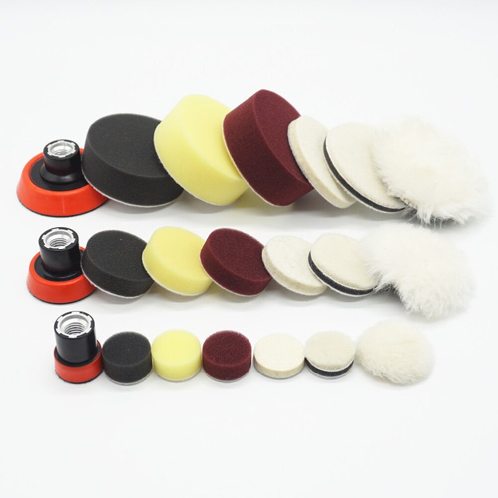7 Stks/set 1.2 Inch Polijsten Spons Pads Spons Wiel Kit Wol Zelfklevende Afdichting Buffer Voor Auto