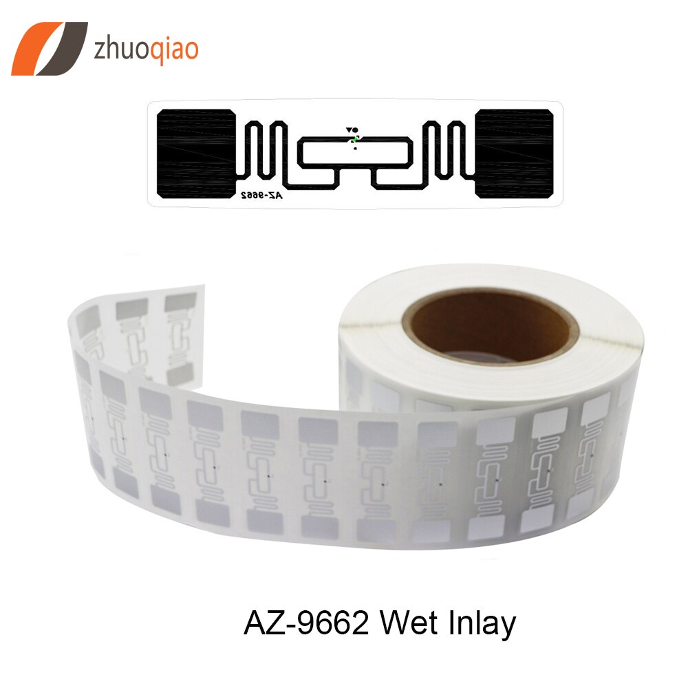 Njzq 50Pcs Epc Gen2 ISO18000-6C Wit 840-960Mhz Uhf Alien H3 Rfid Tag: 9662 RFID Wet Inlay