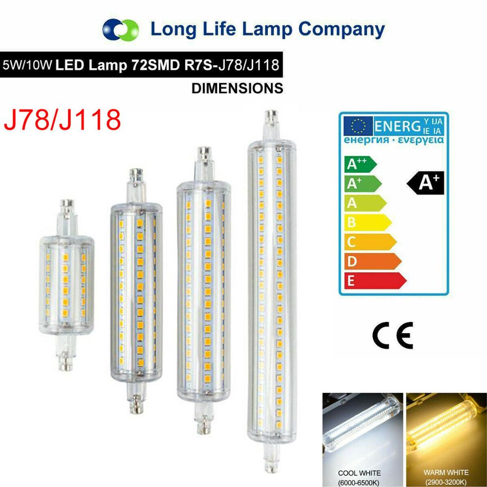 R7S bombilla LED para lámpara 5W 10W 2835 luz Led blanco cálido/blanco frío foco 360 grados AC85-265V Luz de enchufe Horizontal