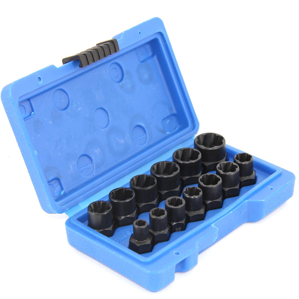 13Pcs 3/8in. Drive Twist Socket Set Wheel Lock Nut Remover High Bolt Nut Extractor Set 6-19mm