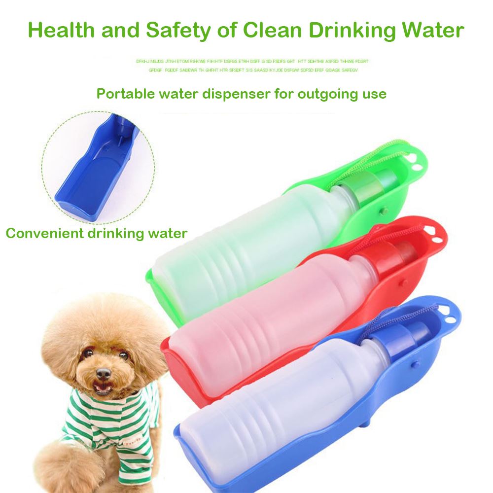 250ML/500ML Dog Water Bottle Portable Plastic Pet Dot Feeder Food Container Outdoor Walking Travel Pet Drinking Water Feeder