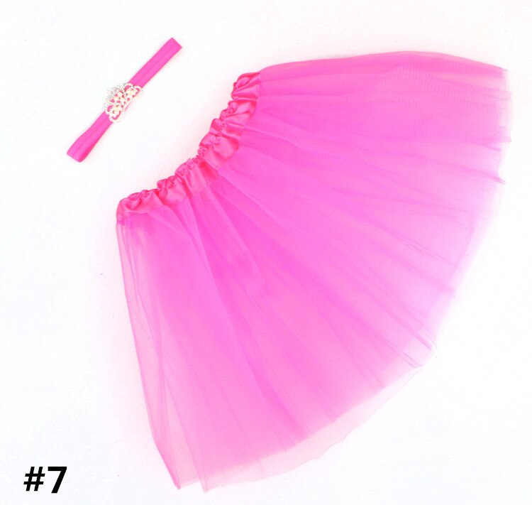 Kroon Haarband Baby Pak Kinderen Tutu Rok Haarband Pak Baby Fotografie Gaas Rok Infant Tulle Rok: Rose red