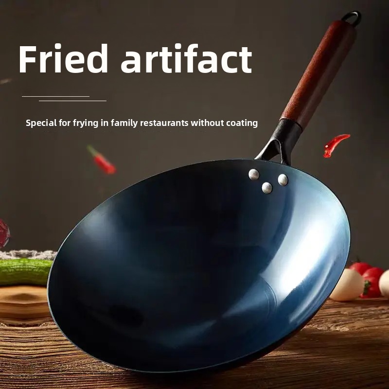 Handmade Iron Wok Traditional round Bottom Non-Stick Cooking Pot Healthy Home Use Street Vendor Wok Chinese Style Stir-Fry