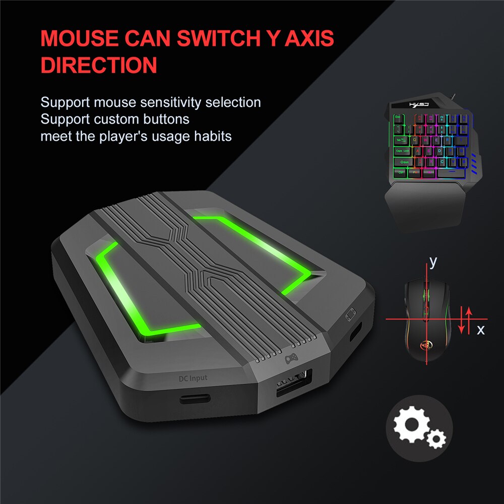 One-handed Gaming Mini Keyboard Mouse Set Colorful Backlight USB PS4 Keypad Mice with Converter Adapter for PCS4 Switch