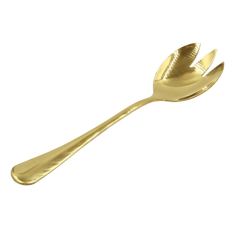 Gouden salade lepel vork 1 stuks salade lepel roestvrij staal bestekset serveerlepelset kleurrijke unieke lepels