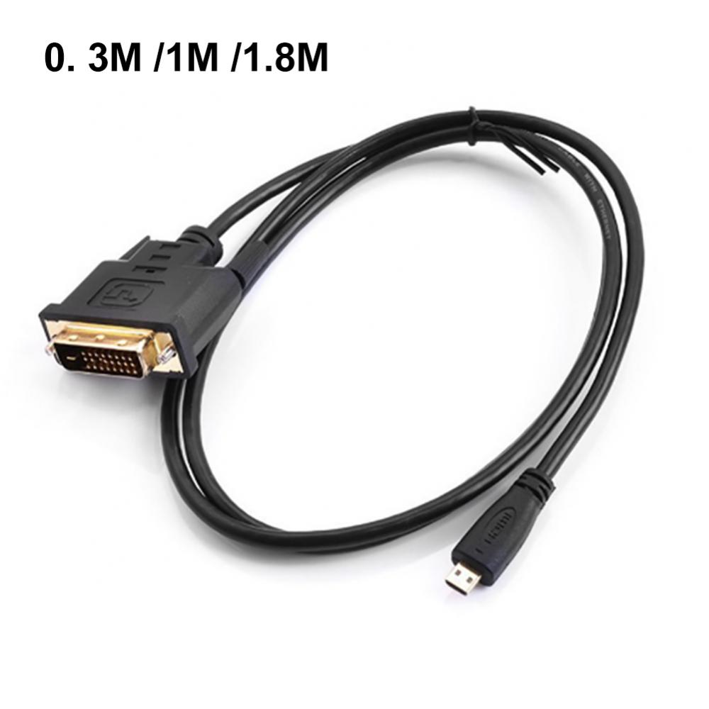 1.8M Vergulde Micro Hdmi-Compatibel Naar Dvi 24 + 1Pin Adapter Kabel Voor Hdtv Goede 6ft 0.3/1/1.8M: Default Title